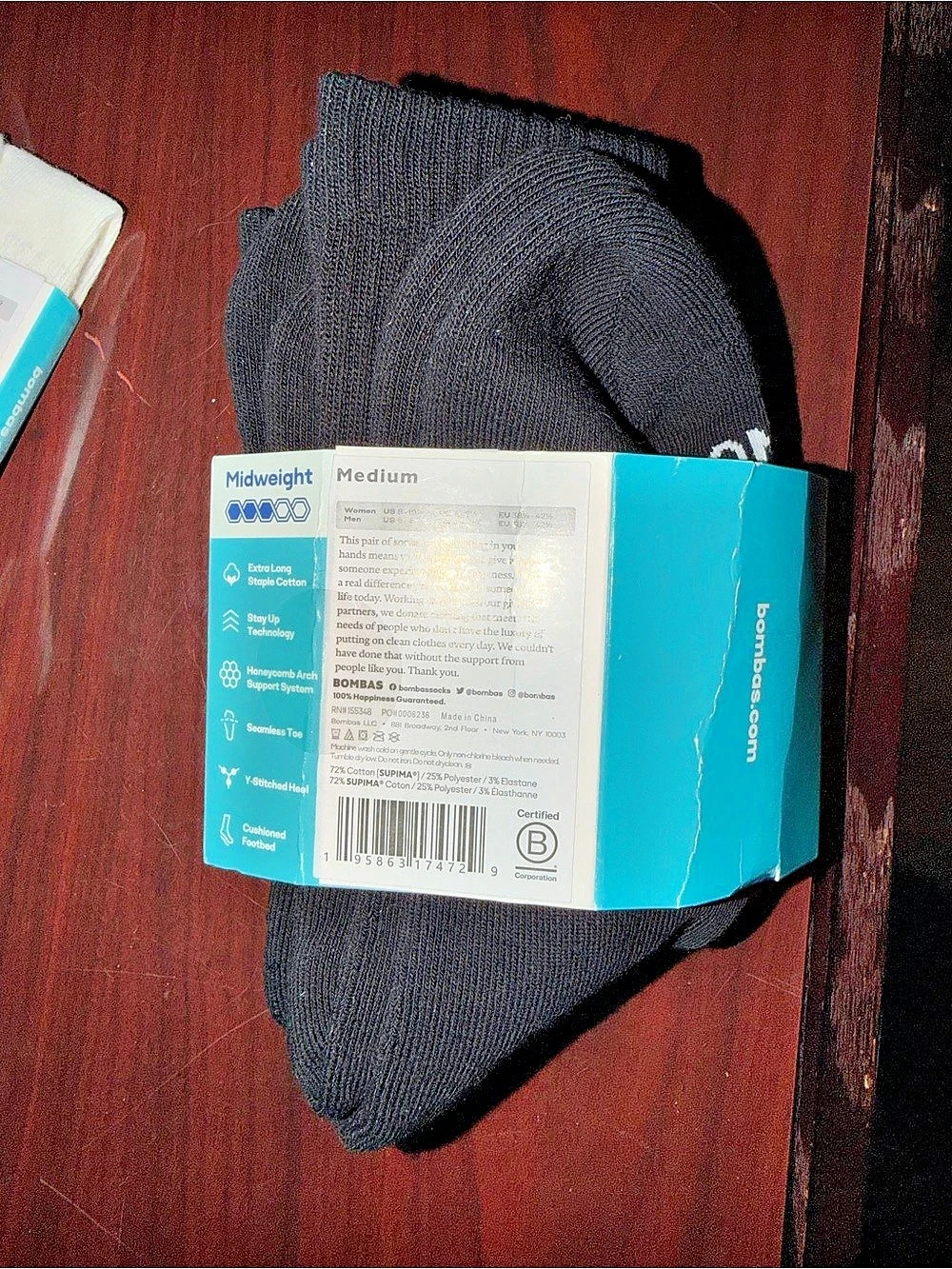 Bombas Midweight Calf Socks Black Medium 2 pairs NWT
